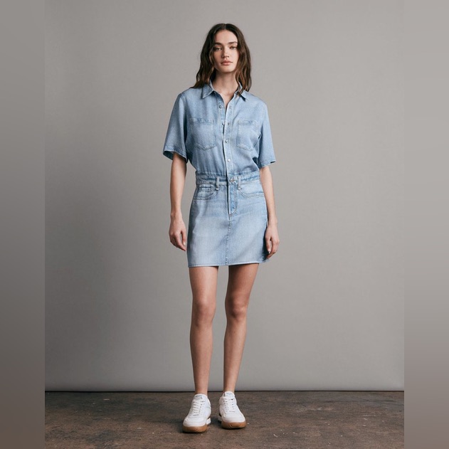 Nwt Rag & Bone Liquid Miramar Mini Dress Printed Tencel Tromp L'oeil Dress